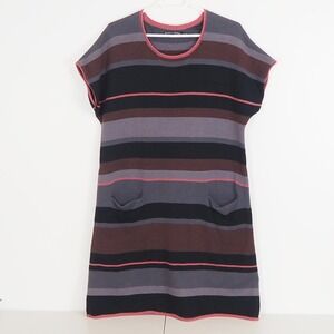 Gudrun Sjoden Striped Knit Dress Sz Medium Organic Cotton Wool Blend Lagenlook